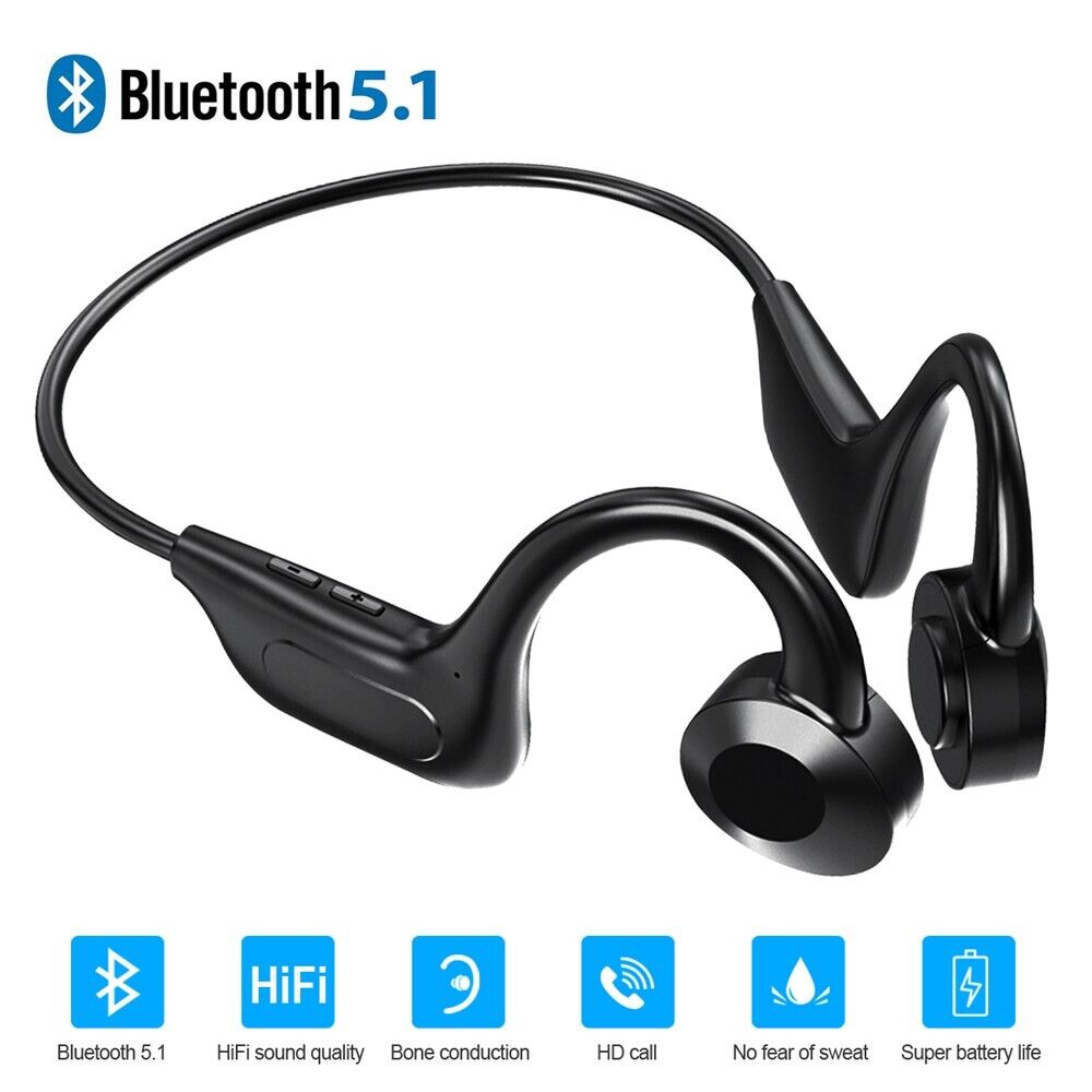 Bone Conduction Earphones Wireless Bluetooth Headset Sport Waterproof Headphones - Esellertree