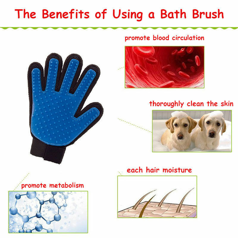 New Dog Cat Pet Grooming Glove Deshedding Brush Fur Remover Mitt UK - Esellertree