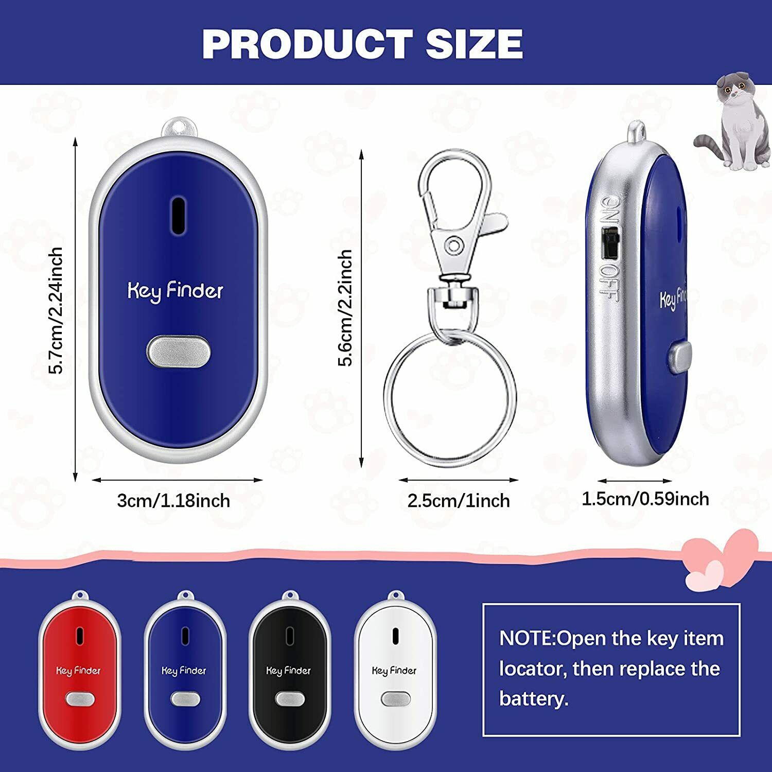 Lost Key Finder Whistle Beeping Flashing Locator Remote keychain LED Sonic torch - Esellertree