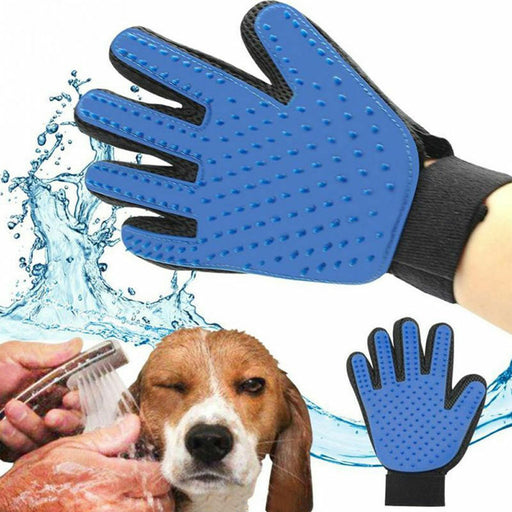 New Dog Cat Pet Grooming Glove Deshedding Brush Fur Remover Mitt UK - Esellertree