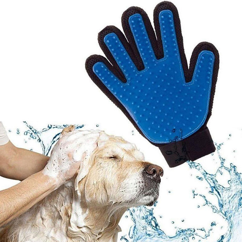 New Dog Cat Pet Grooming Glove Deshedding Brush Fur Remover Mitt UK - Esellertree