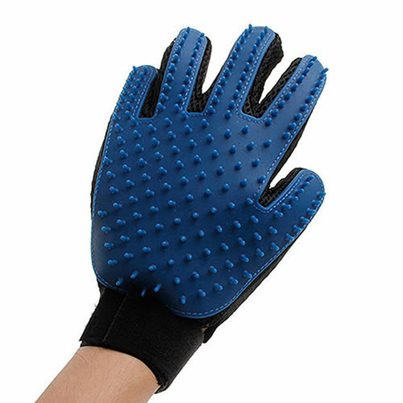 New Dog Cat Pet Grooming Glove Deshedding Brush Fur Remover Mitt UK - Esellertree