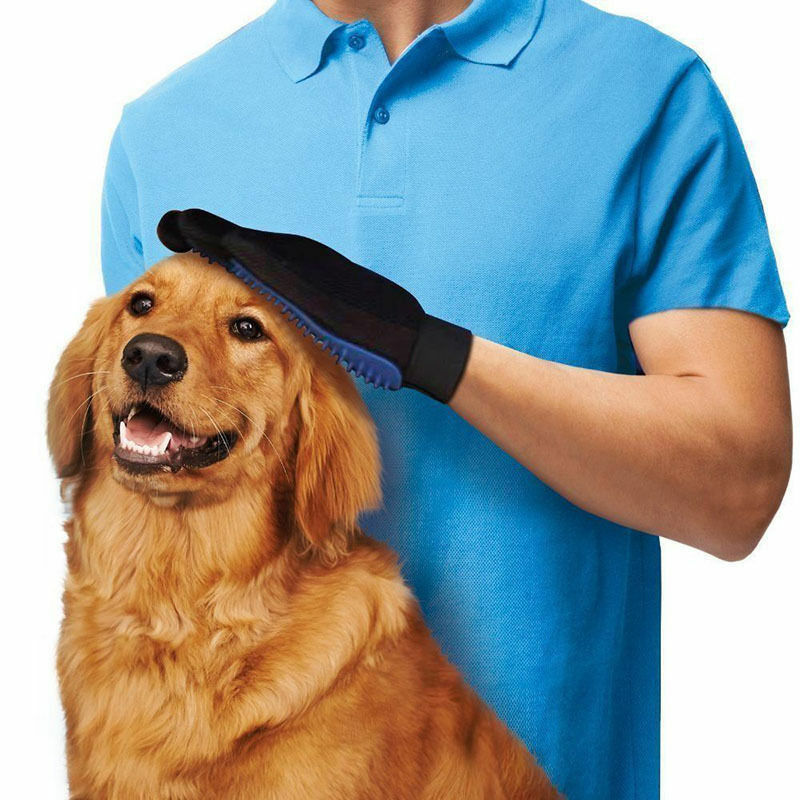 New Dog Cat Pet Grooming Glove Deshedding Brush Fur Remover Mitt UK - Esellertree