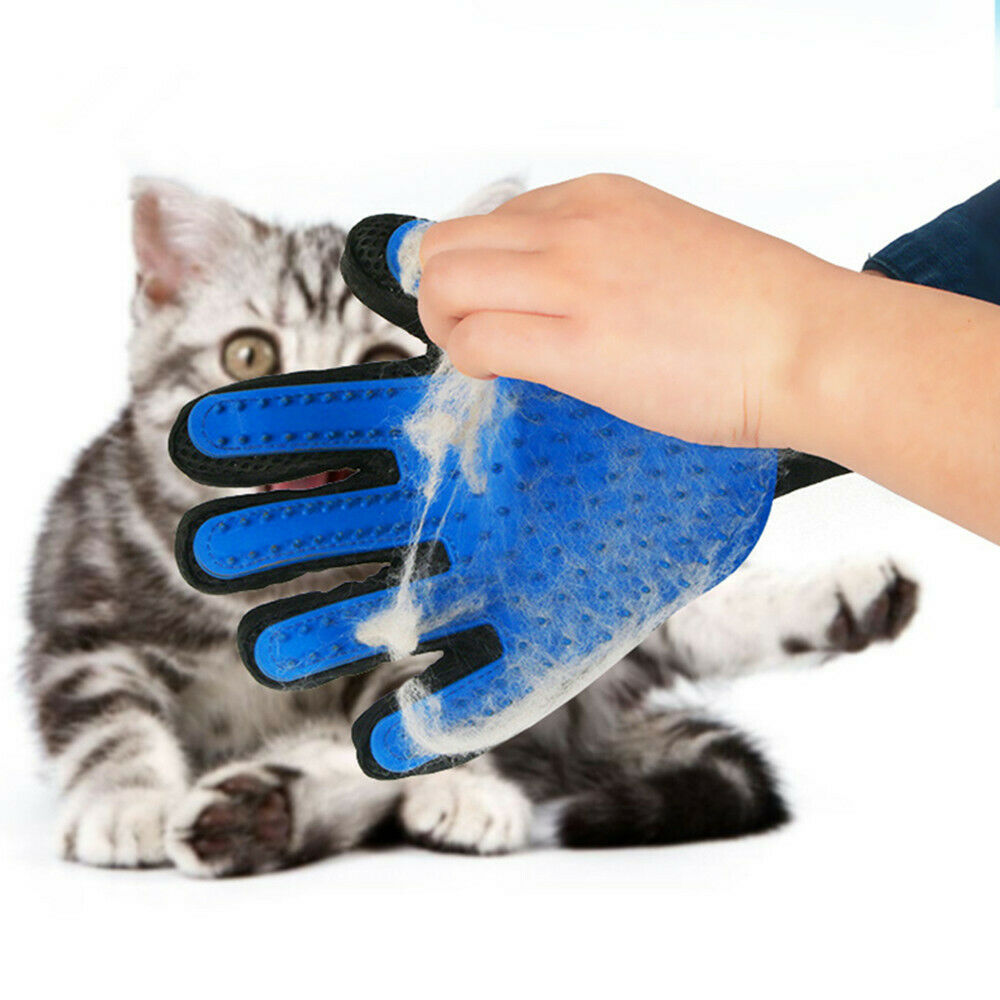 New Dog Cat Pet Grooming Glove Deshedding Brush Fur Remover Mitt UK - Esellertree