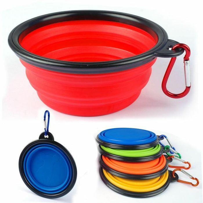 Collapsible Pet Dog Cat Feeding Bowl Pop Up Compact Travel Silicone Dish Feeder - Esellertree