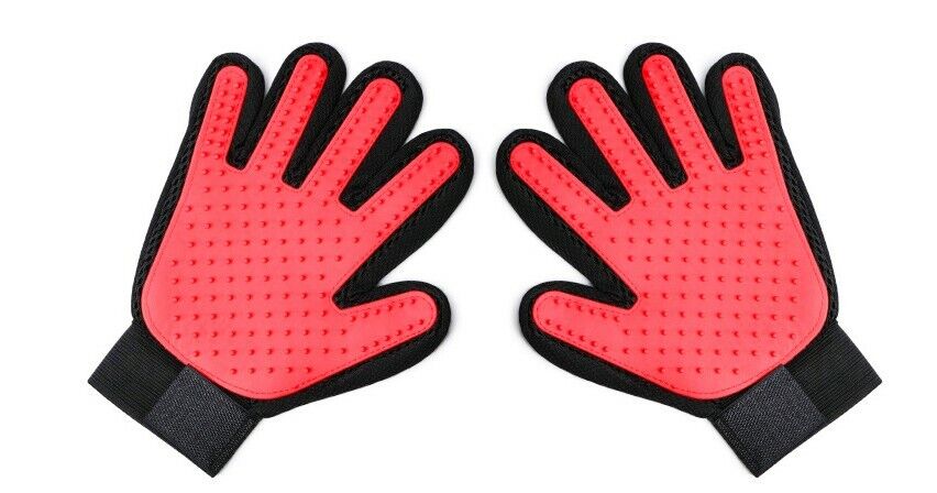 New Dog Cat Pet Grooming Glove Deshedding Brush Fur Remover Mitt UK - Esellertree