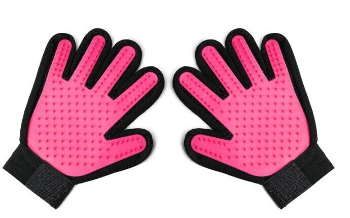 New Dog Cat Pet Grooming Glove Deshedding Brush Fur Remover Mitt UK - Esellertree