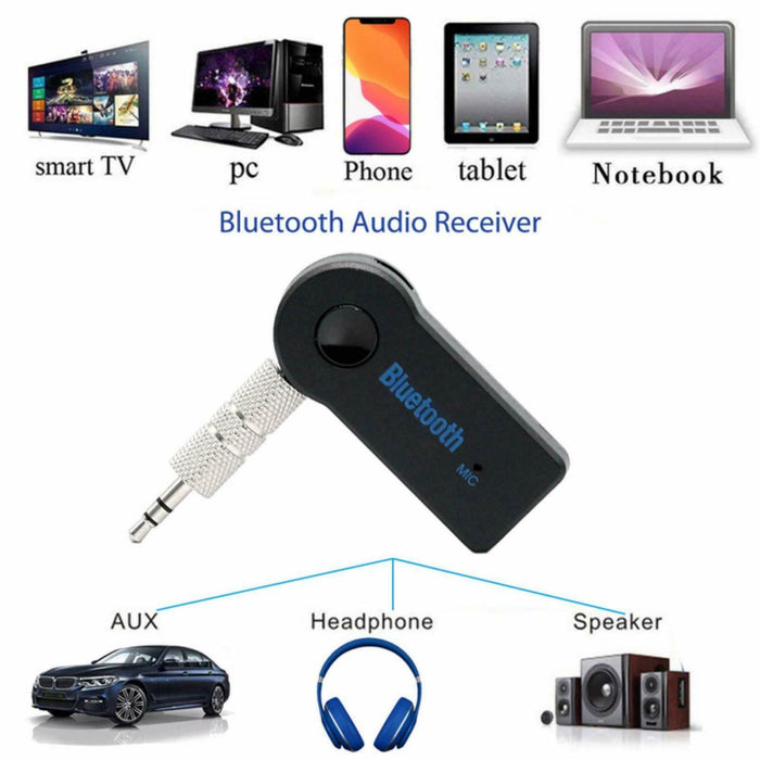 Wireless Bluetooth 3.5mm AUX Audio Stereo Music Car Receiver Adapter with Mic UK - Esellertree