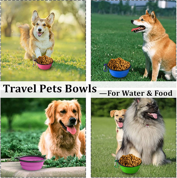 Collapsible Pet Dog Cat Feeding Bowl Pop Up Compact Travel Silicone Dish Feeder - Esellertree