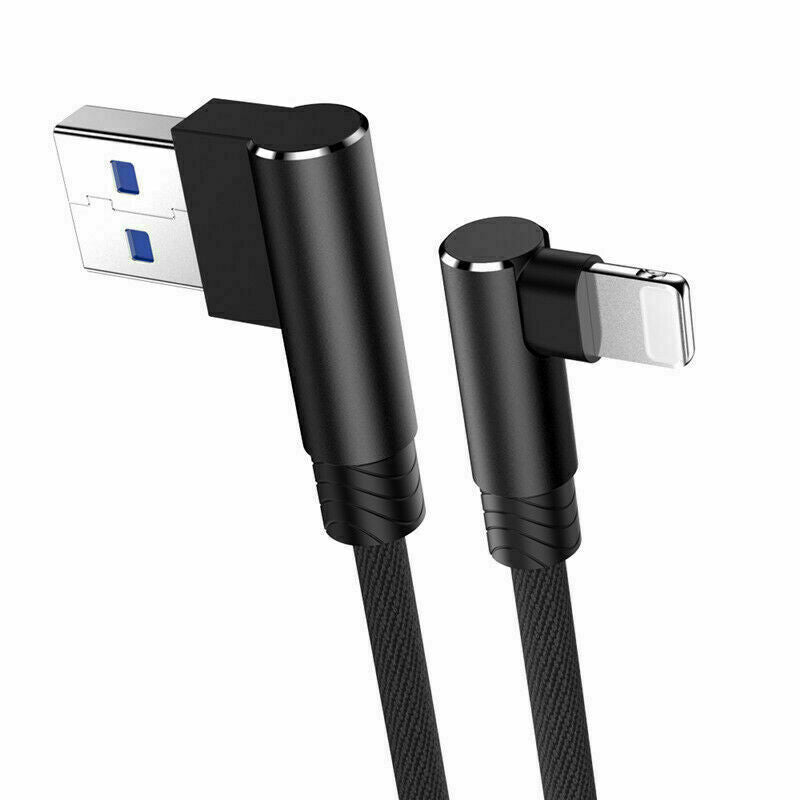 90 Degree Fast Charging Cable For IPhone IPad mini Charger Data Sync USB Lead UK - Esellertree