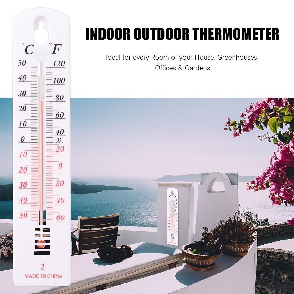 Wall Thermometer Indoor Outdoor Hang Garden Greenhouse House Office Room UK - Esellertree