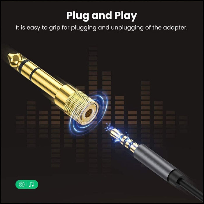 Audio Adapter 3.5mm to 6.35mm Socket Headphone Jack Plug Converter Gold Plated - Esellertree