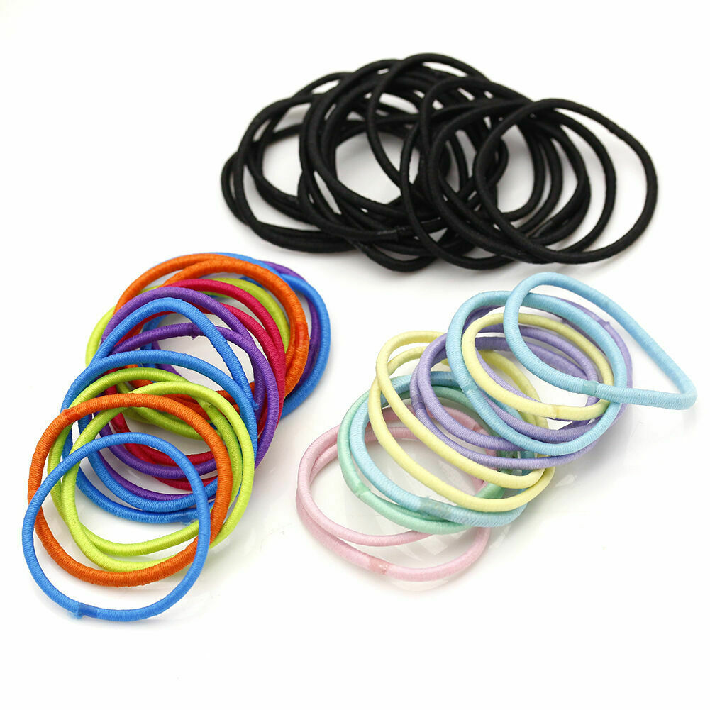 50 PCS Snag Free Thick Elastic Hair Bands Bobbles Band School Ponytail UK SELLER - Esellertree