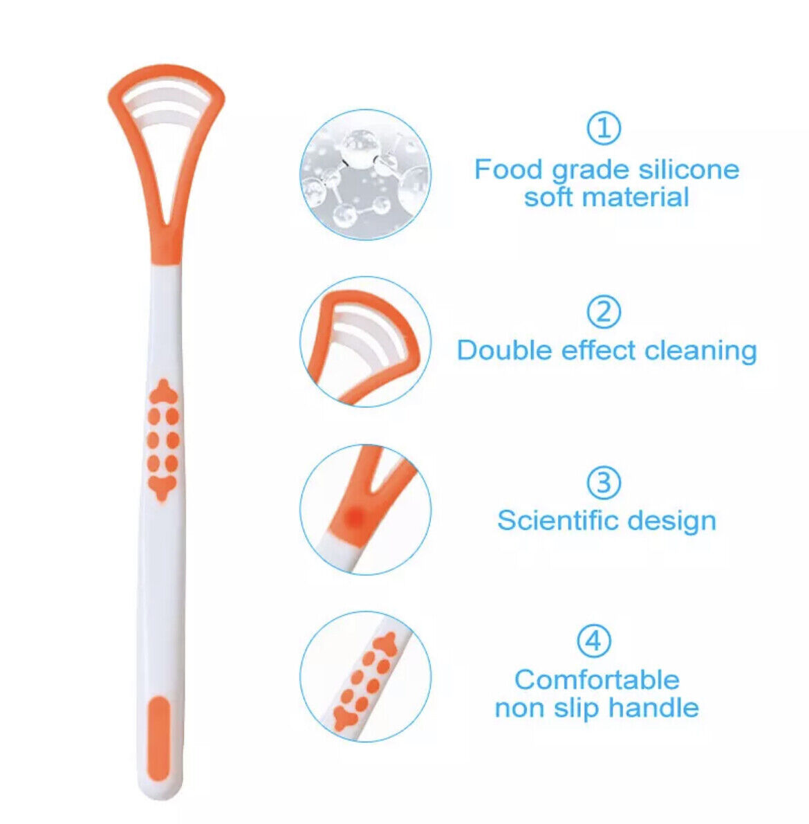 Soft Tongue scraper cleaner brush handle floss tounge cure bacteria fresh breath - Esellertree