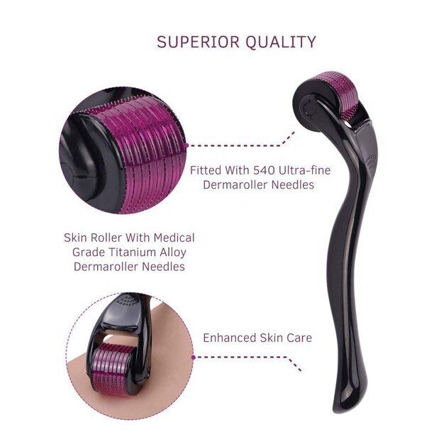 DERMA ROLLER 540 Titanium Micro Needle Facial Skin Roller Cellulite Hair Growth - Esellertree