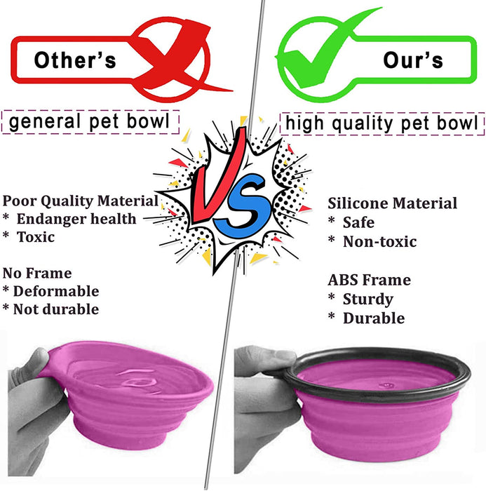 Collapsible Pet Dog Cat Feeding Bowl Pop Up Compact Travel Silicone Dish Feeder - Esellertree