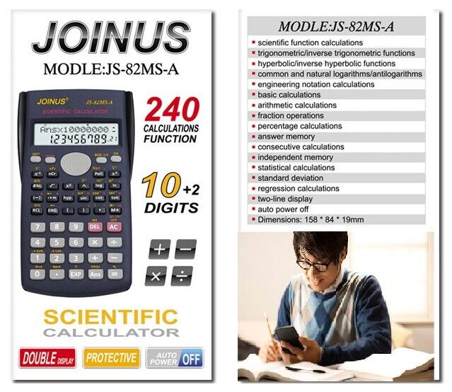 Scientific Calculator 12 Digits Double Display 240 Calculation For School Office - Esellertree