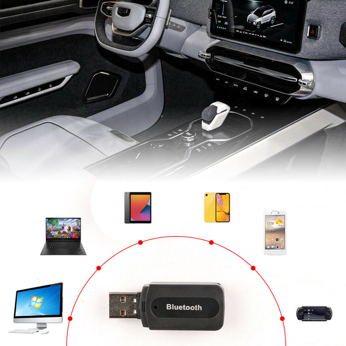 3.5mm to USB Bluetooth Wireless Receiver AUX Audio Stereo Music Adapter Car Kit - Esellertree