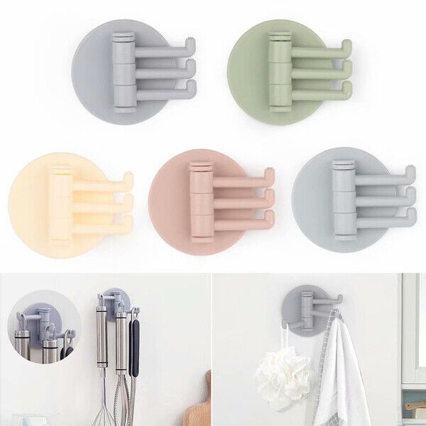 Self Adhesive Tri Hooks Kitchen Bath Room Wall Door Plastic Strong Sticky Holder - Esellertree