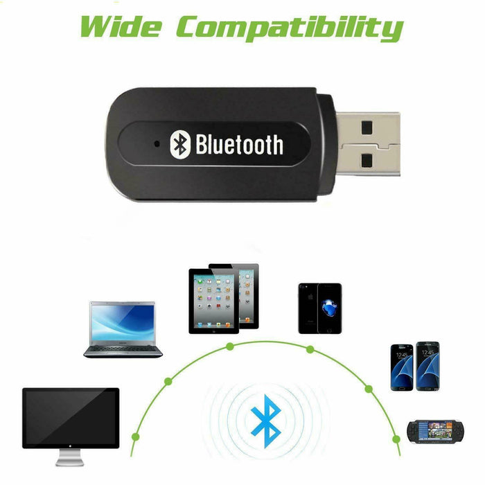 3.5mm to USB Bluetooth Wireless Receiver AUX Audio Stereo Music Adapter Car Kit - Esellertree